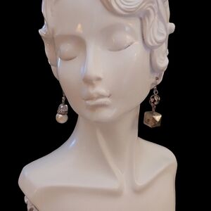 5/$25 HANDMADE Mismatched Pearl Rhinestone Dangle Hook Earrings